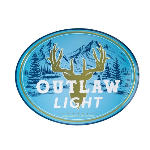 Outlaw Light Oval Tin Sign