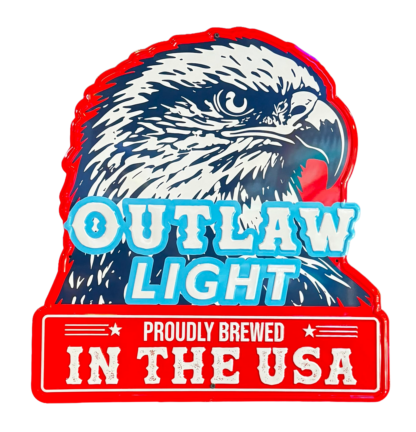 Outlaw Light USA Eagle Tin Sign