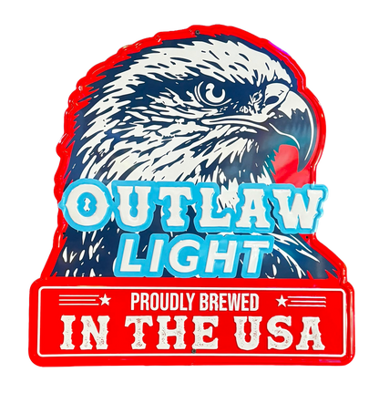 Outlaw Light USA Eagle Tin Sign