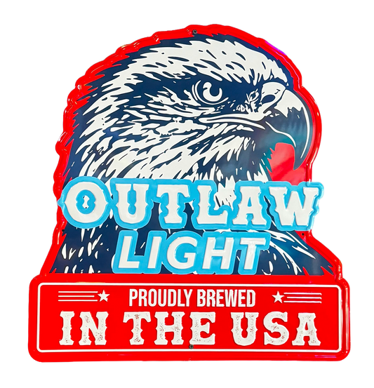 Outlaw Light USA Eagle Tin Sign
