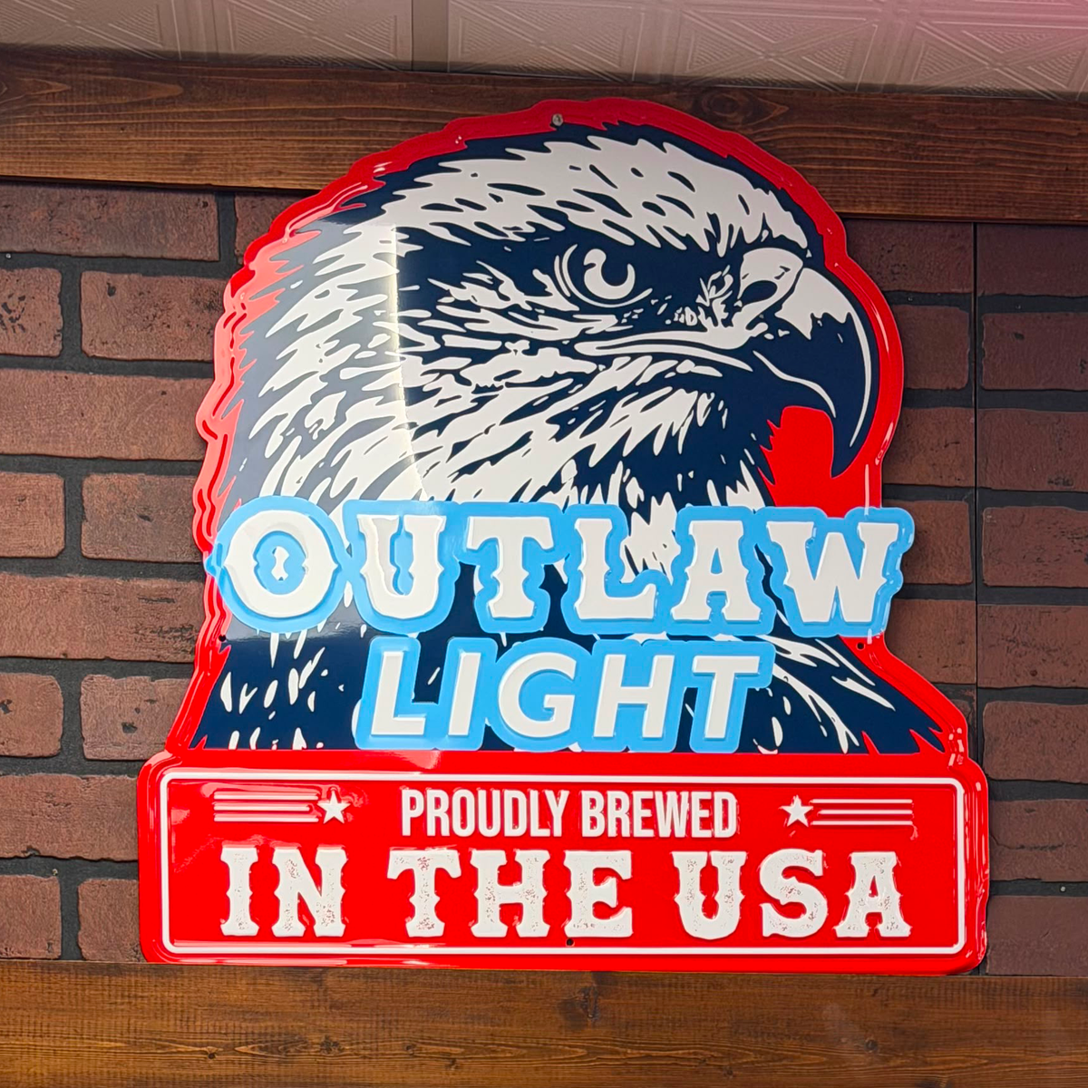 Outlaw Light USA Eagle Tin Sign