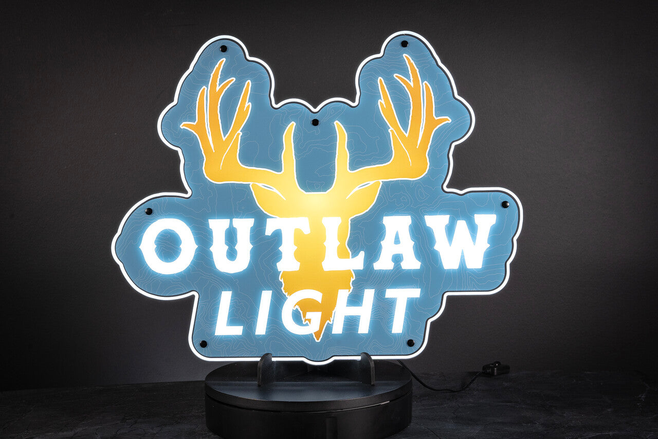Outlaw Light Blue Topo LED Sign