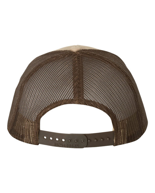 Outlaw Light Patch Trucker Hat: Khaki/Coffee